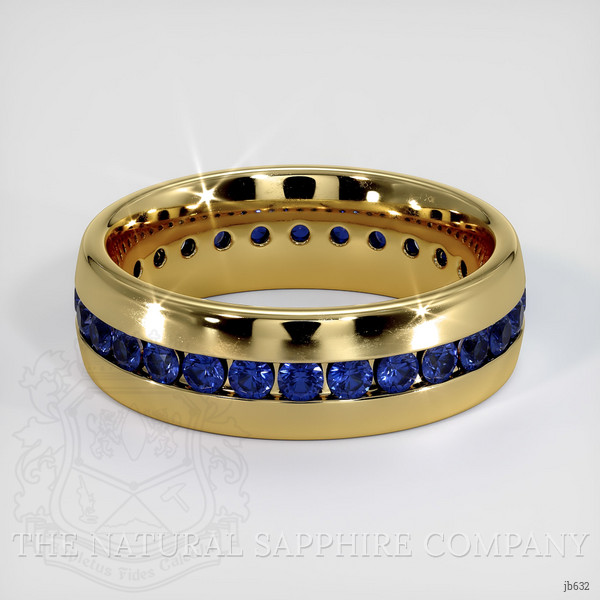 18K Yellow Gold Blue Sapphire Men's Wedding Band