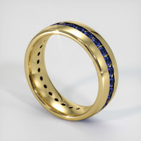 18K Yellow Gold Blue Sapphire Men's Wedding Band Image