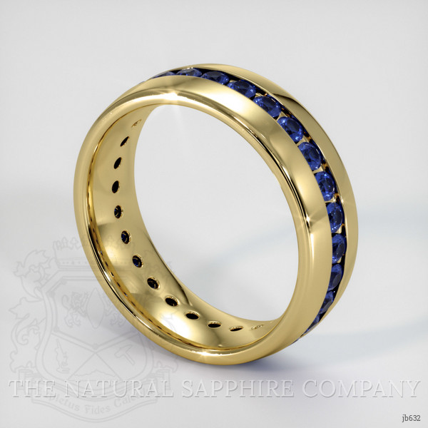 18K Yellow Gold Blue Sapphire Men's Wedding Band