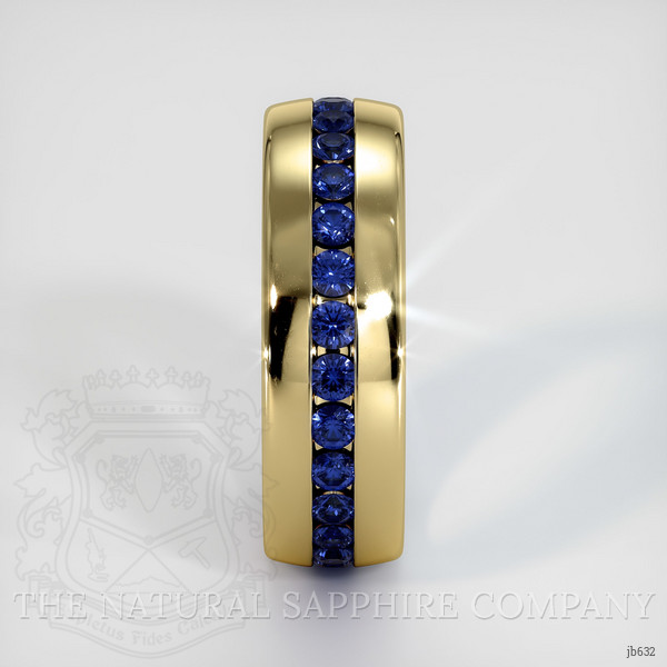 18K Yellow Gold Blue Sapphire Men's Wedding Band