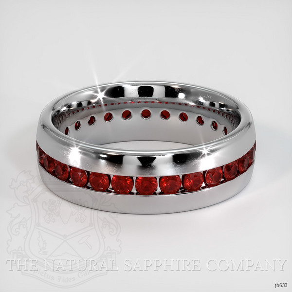 14K White Gold Ruby Men's Wedding Band
