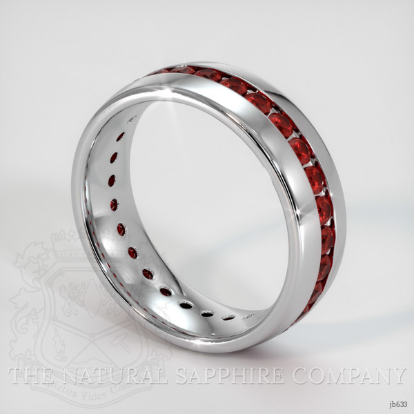 14K White Gold Ruby Men's Wedding Band