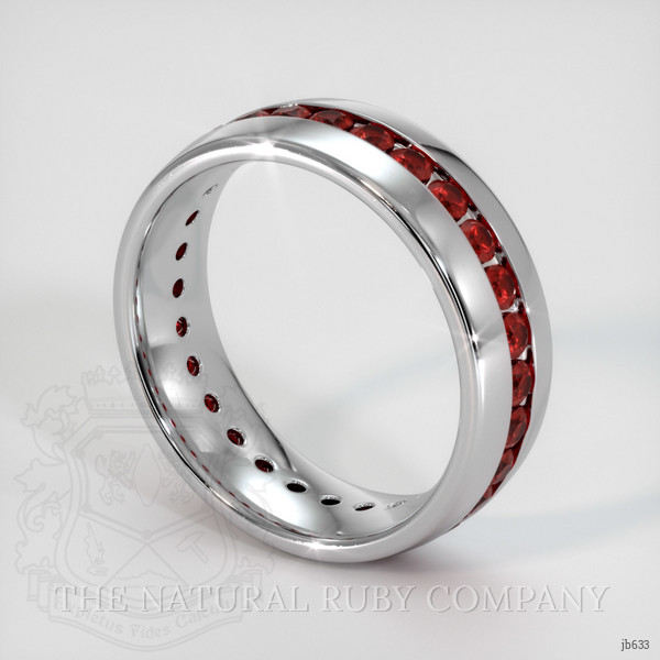 14K White Gold Ruby Men's Wedding Band