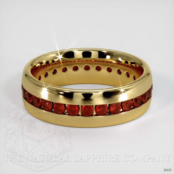 18K Yellow Gold Ruby Men's Wedding Band