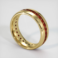 18K Yellow Gold Ruby Men's Wedding Band Image