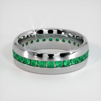 18K White Gold Emerald Men's Wedding Band Video