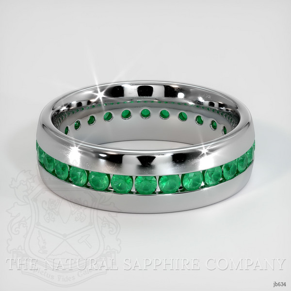 18K White Gold Emerald Men's Wedding Band