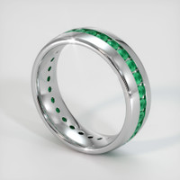 18K White Gold Emerald Men's Wedding Band Image