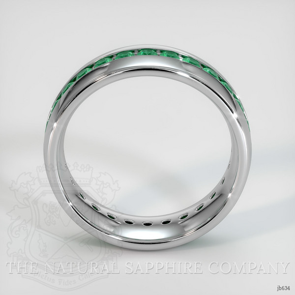 18K White Gold Emerald Men's Wedding Band