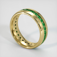 18K Yellow Gold Emerald Men's Wedding Band Image