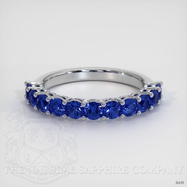 14K White Gold Blue Sapphire Prong Wedding Band