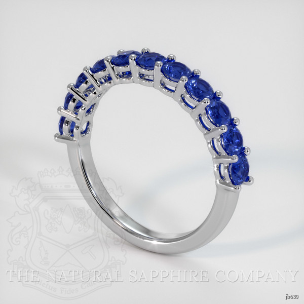 18K White Gold Blue Sapphire Prong Wedding Band