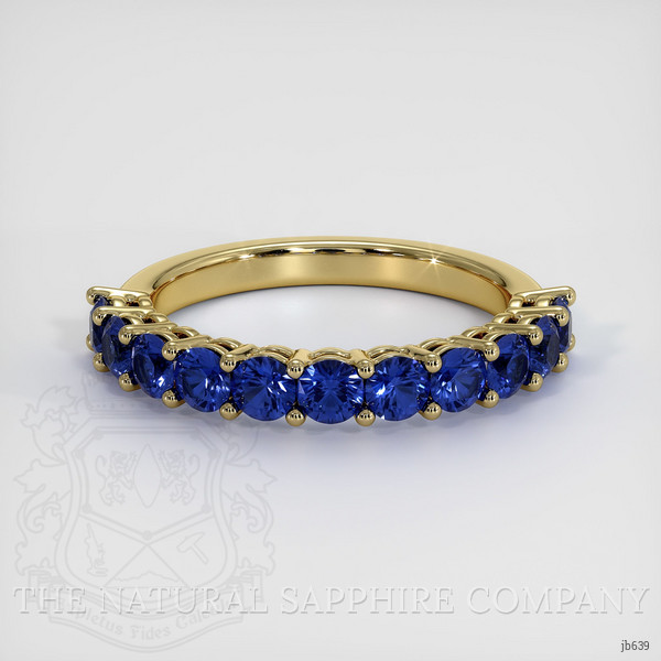 18K Yellow Gold Blue Sapphire Prong Wedding Band