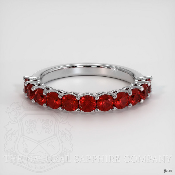 18K White Gold Ruby Prong Wedding Band