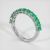 18K White Gold Emerald Prong Wedding Band Image