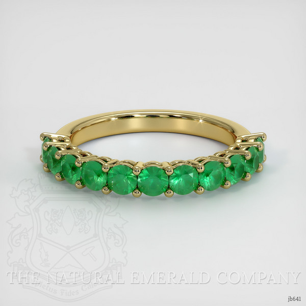 18K Yellow Gold Emerald Prong Wedding Band