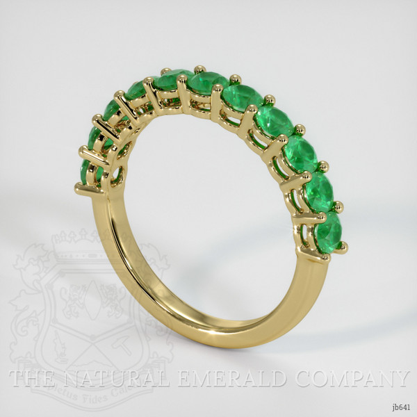 18K Yellow Gold Emerald Prong Wedding Band