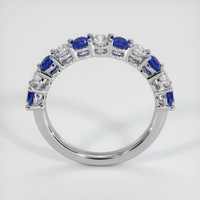 Platinum 950 Blue Sapphire and Diamond Prong Wedding Band Image