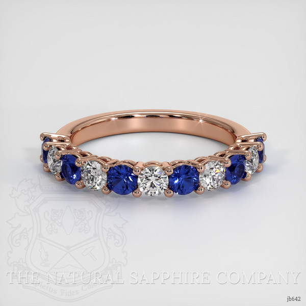 14K Rose Gold Blue Sapphire and Diamond Prong Wedding Band