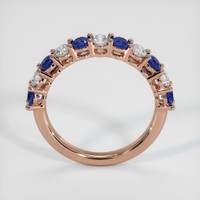 14K Rose Gold Blue Sapphire and Diamond Prong Wedding Band Image