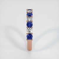 14K Rose Gold Blue Sapphire and Diamond Prong Wedding Band Image