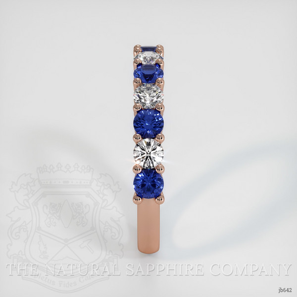 14K Rose Gold Blue Sapphire and Diamond Prong Wedding Band