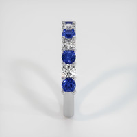 14K White Gold Blue Sapphire and Diamond Prong Wedding Band Image
