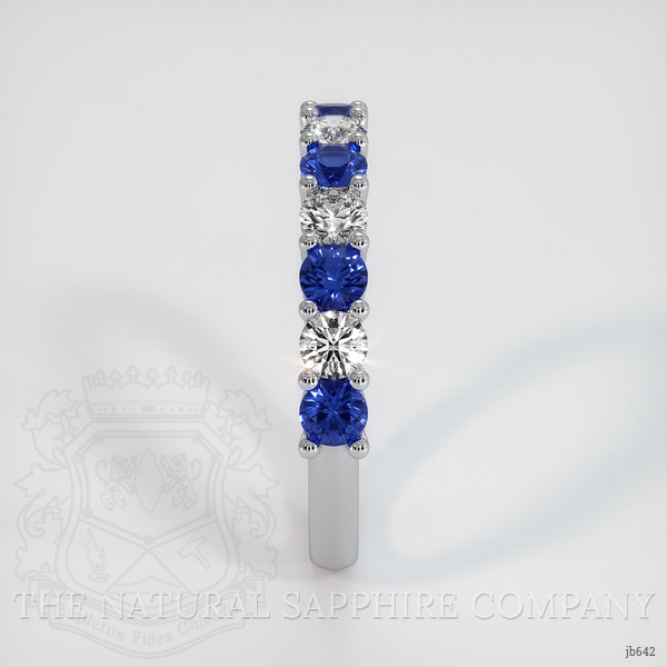 14K White Gold Blue Sapphire and Diamond Prong Wedding Band