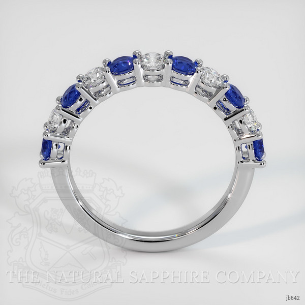 18K White Gold Blue Sapphire and Diamond Prong Wedding Band