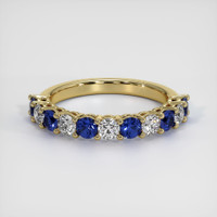 14K Yellow Gold Blue Sapphire and Diamond Prong Wedding Band Video