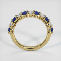 14K Yellow Gold Blue Sapphire and Diamond Prong Wedding Band Image