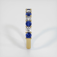 14K Yellow Gold Blue Sapphire and Diamond Prong Wedding Band Image