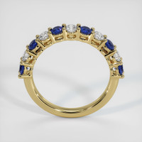 18K Yellow Gold Blue Sapphire and Diamond Prong Wedding Band Image