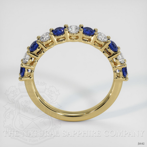 18K Yellow Gold Blue Sapphire and Diamond Prong Wedding Band