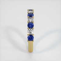 18K Yellow Gold Blue Sapphire and Diamond Prong Wedding Band Image