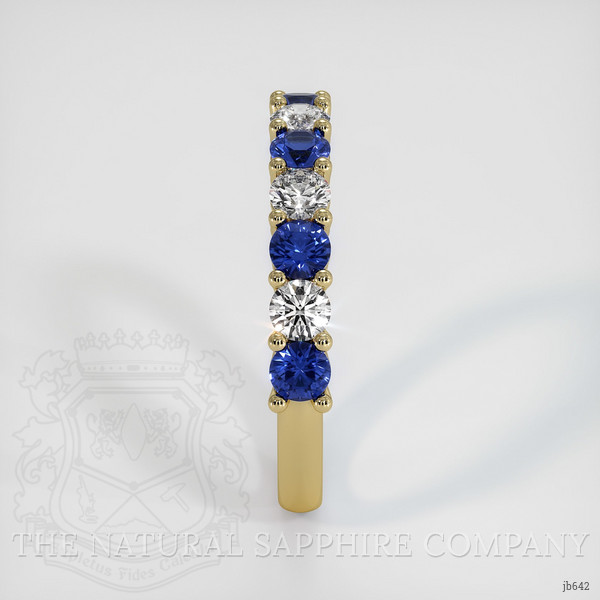 18K Yellow Gold Blue Sapphire and Diamond Prong Wedding Band