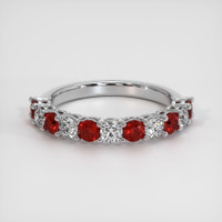 14K White Gold Ruby and Diamond Prong Wedding Band Video
