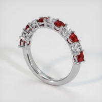 14K White Gold Ruby and Diamond Prong Wedding Band Image