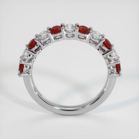14K White Gold Ruby and Diamond Prong Wedding Band Image