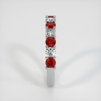 14K White Gold Ruby and Diamond Prong Wedding Band Image