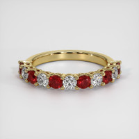 14K Yellow Gold Ruby and Diamond Prong Wedding Band Video