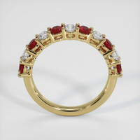14K Yellow Gold Ruby and Diamond Prong Wedding Band Image