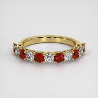 18K Yellow Gold Ruby and Diamond Prong Wedding Band Video