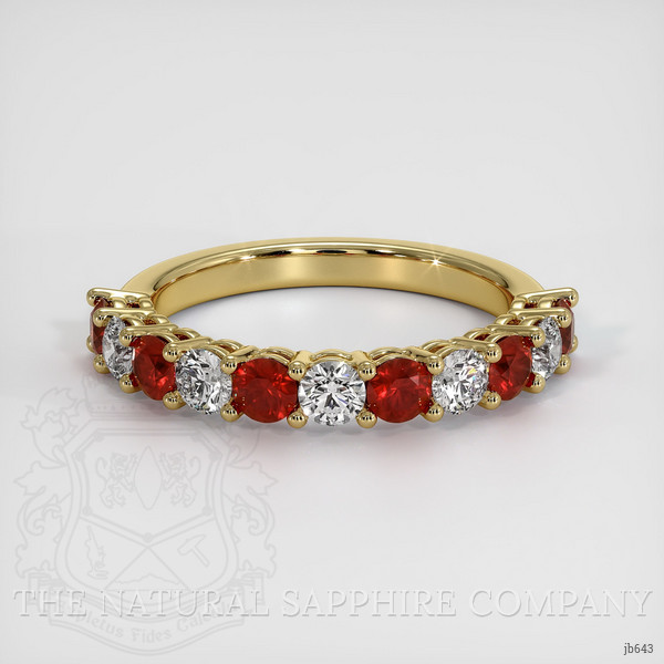 18K Yellow Gold Ruby and Diamond Prong Wedding Band