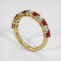 18K Yellow Gold Ruby and Diamond Prong Wedding Band Image