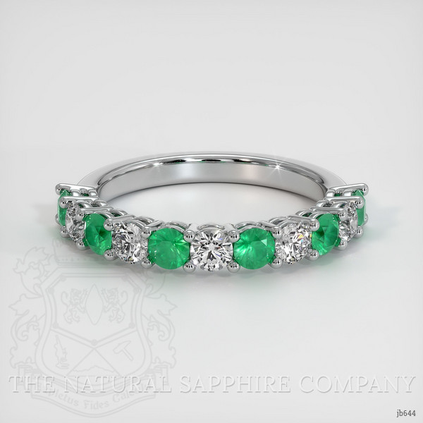 Platinum 950 Emerald and Diamond Prong Wedding Band