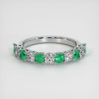 18K White Gold Emerald and Diamond Prong Wedding Band Video