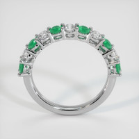 18K White Gold Emerald and Diamond Prong Wedding Band Image