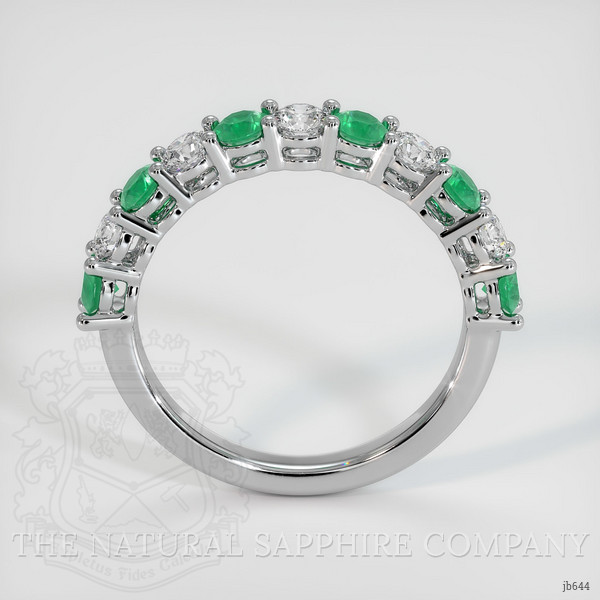 18K White Gold Emerald and Diamond Prong Wedding Band