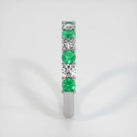 18K White Gold Emerald and Diamond Prong Wedding Band Image